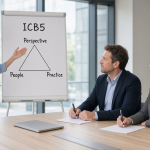Expert discussion during a project management certification: a candidate presents to two assessors.